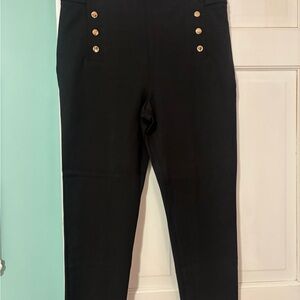 Ann Taylor Women’s Black Straight Leg Pants with Gold Buttons